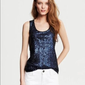 J. Crew Navy Drapey Sequin Tank Small